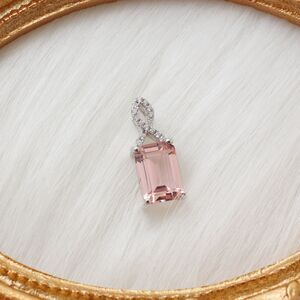 Pink Morganite Necklace, 925 Sterling Silver, Cubic Zirconia, Gemstones, Morgan